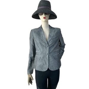 ANN TAYLOR LOFT Silver Grey Long Sleeve Blazer Women’s Button Front Jacket size